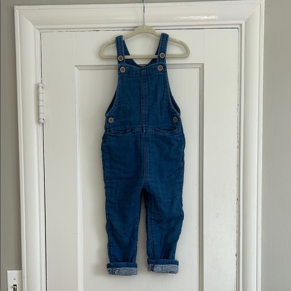 Zara Blue Overalls with Adjustable Straps and Cuffed Legs